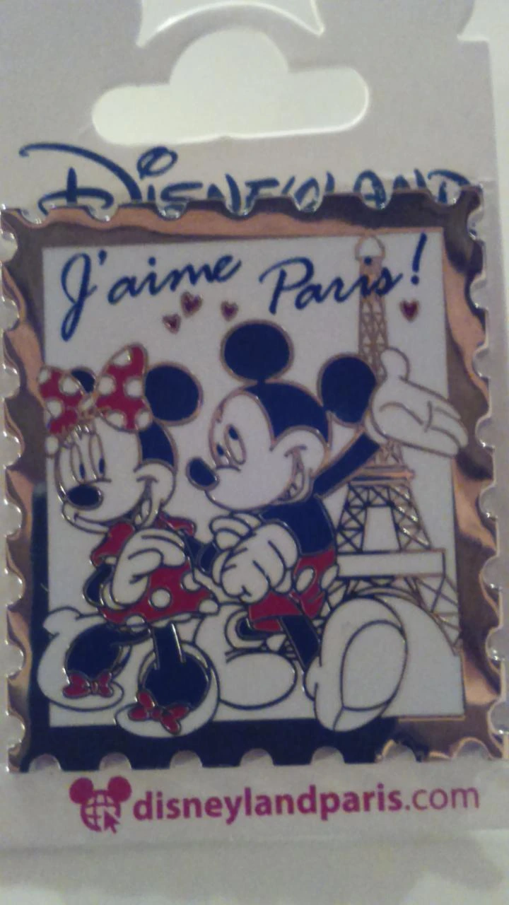 Rare Pins disney Disneyland Paris : timbre Mickey Minnie J'aime Paris